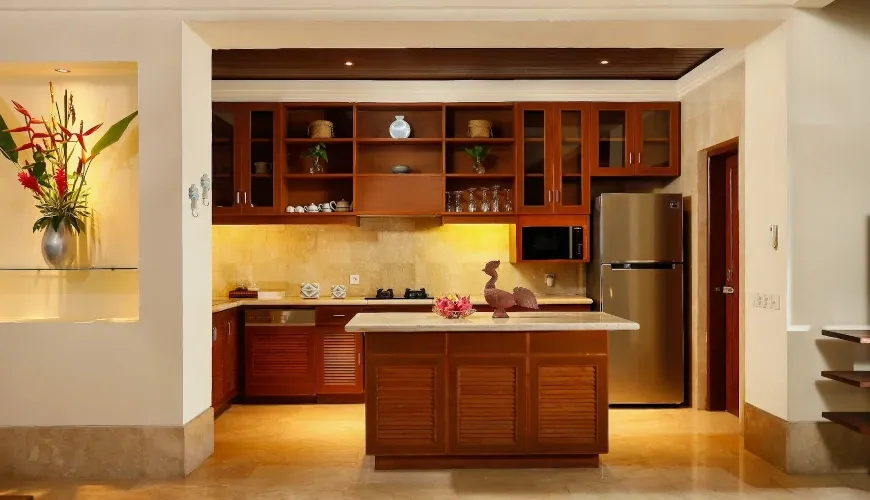 Modern Bali villa kitchen fully equipped at Villa The Seven