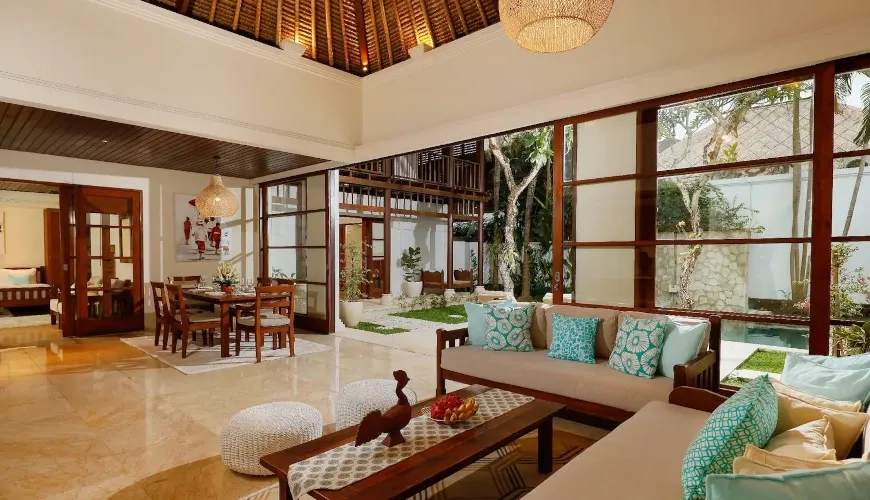Tropical villa living room Bali design at Villa The Seven