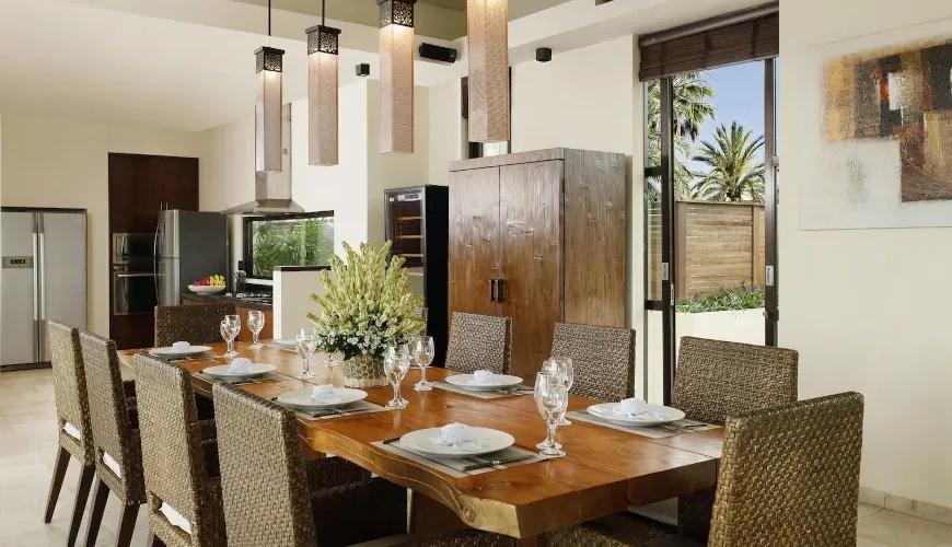 Luxury dining room, modern kitchen, Bali villa. Villa Jamalu