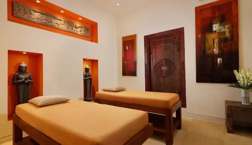 Private villa spa, serene massage room at Villa Jamalu