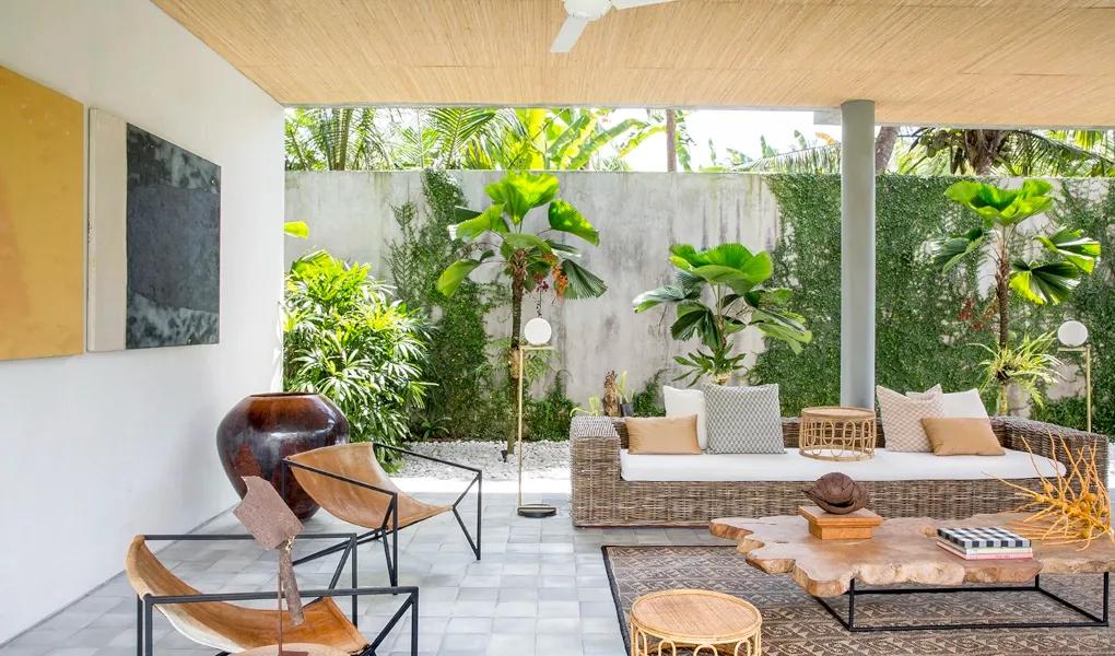Contemporary open-air living room with unique furniture at casaBama