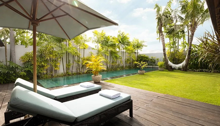 Serene outdoor space featuring a pool perfect for relaxation at Kuma Umalas Villa