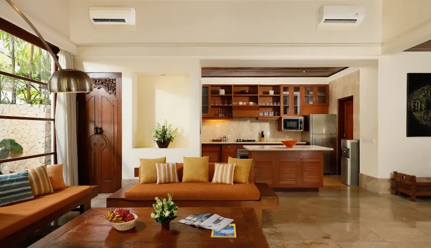 Integrated living kitchen, comfortable open-plan design at Villa Alejandra