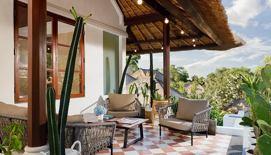 Tropical Bali villa terrace for outdoor relaxation at villa avaya