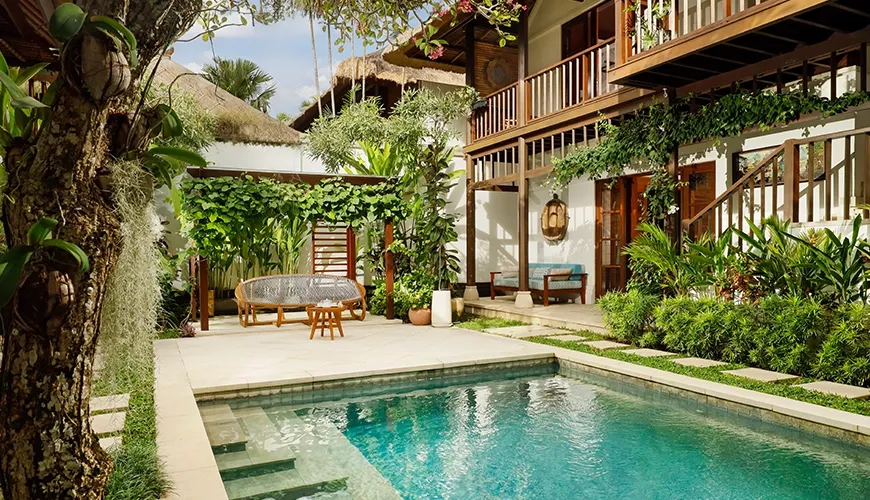 Luxury Bali villa exterior with private swimming pool at Villa Edward