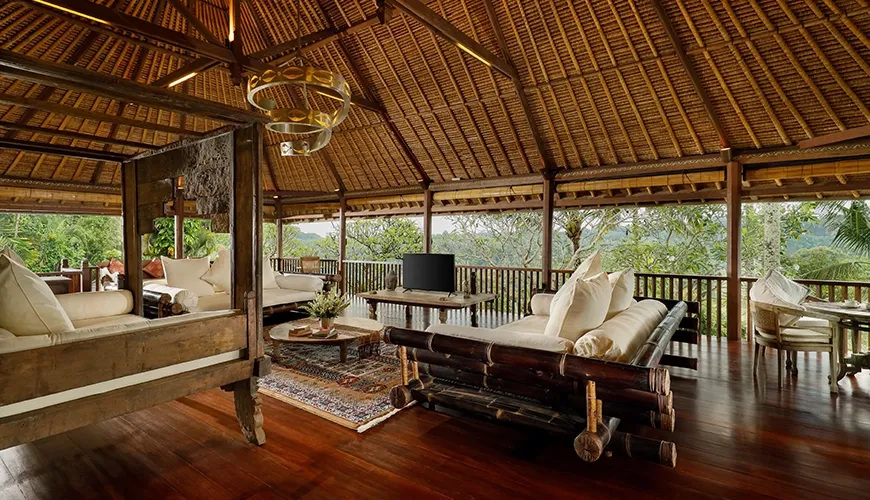 Bali villa open-air living breathtaking jungle view at Villa Inka Ubud