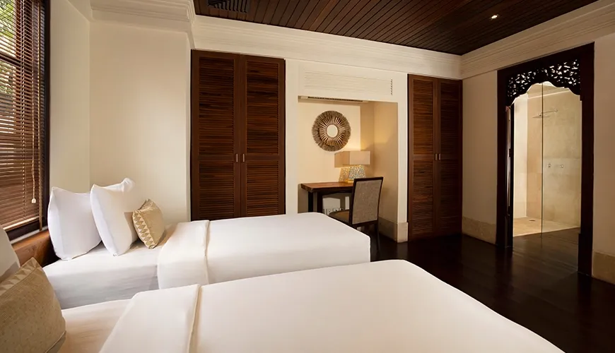 Luxurious and spacious twin bedroom in a private villa, perfect for a family vacation at Villa Ken