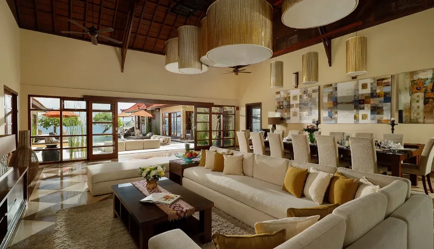 Luxury villa lounge, seamless indoor-outdoor living at Villa Nagasutra