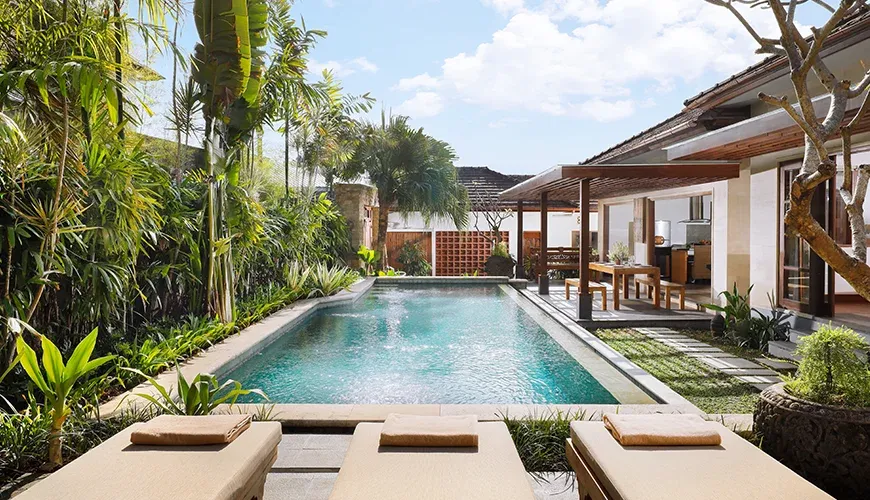 Serene Bali villa with a stunning swimming pool area at Villa Perere9