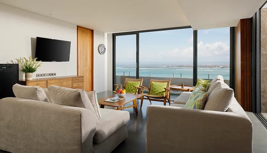 Bali villa living with ocean view at Villa Santos Cliff View