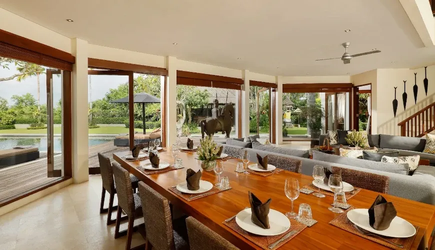 Luxury Bali open-plan dining living at Villa Uma Nina